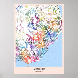 Póster Mapa de la ciudad de Davao, Filipinas