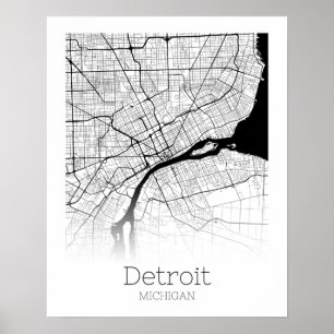 Póster Mapa de la ciudad de Detroit