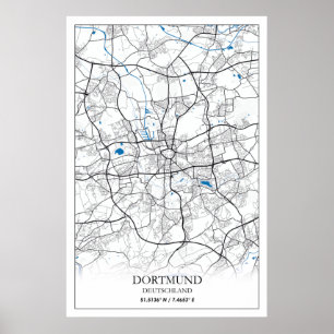 Póster Mapa de la ciudad de Dortmund Alemania Simple para
