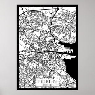 Póster Mapa de la ciudad de Dublín Irlanda