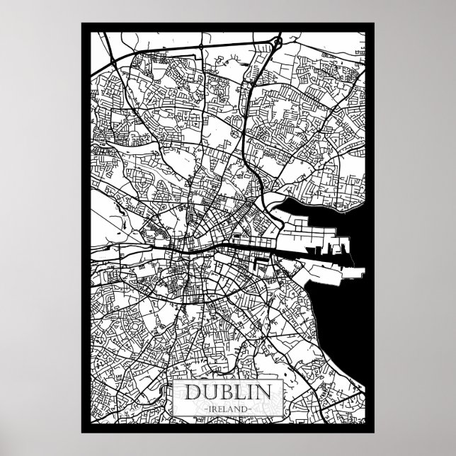Póster Mapa de la ciudad de Dublín Irlanda (Frente)