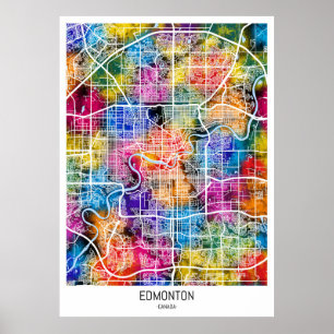 Póster Mapa de la ciudad de Edmonton Canada
