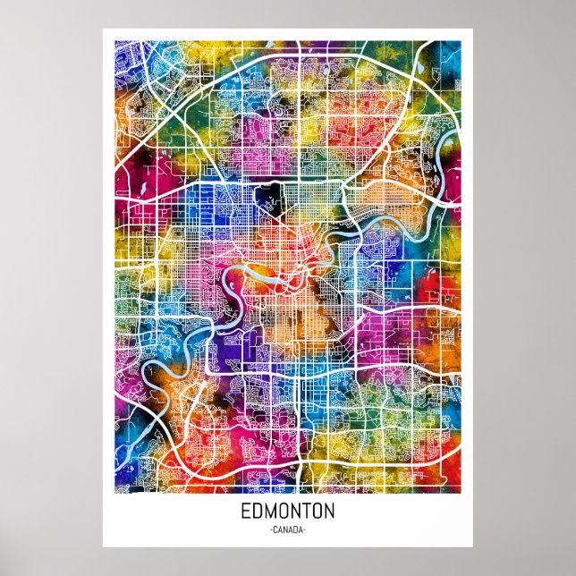 Póster Mapa de la ciudad de Edmonton Canada (Frente)