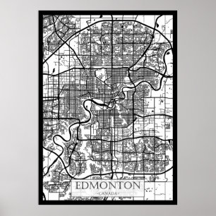 Póster Mapa de la ciudad de Edmonton Canadá