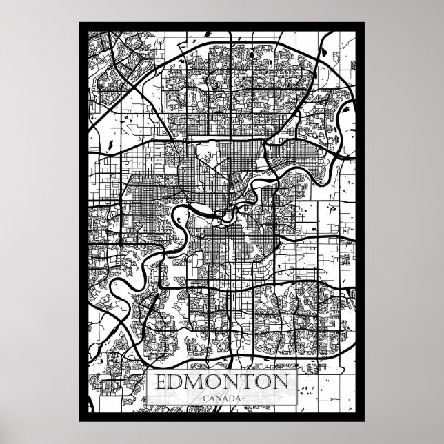 Póster Mapa de la ciudad de Edmonton Canadá (Frente)