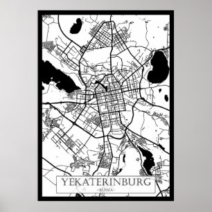 Póster Mapa de la ciudad de Ekaterinburgo Rusia
