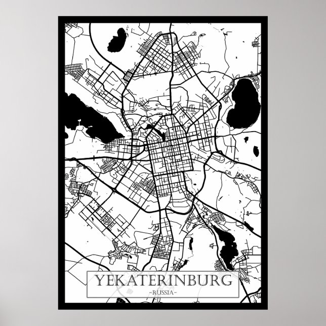 Póster Mapa de la ciudad de Ekaterinburgo Rusia (Frente)