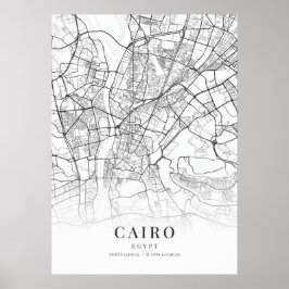Póster Mapa de la ciudad de El Cairo