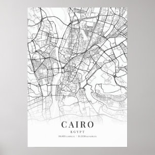 Póster Mapa de la ciudad de El Cairo