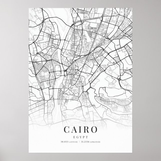 Póster Mapa de la ciudad de El Cairo (Frente)