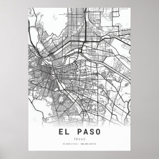 Póster Mapa de la ciudad de El Paso