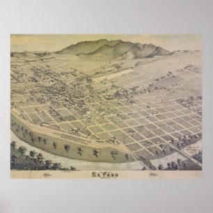 Póster Mapa de la ciudad de El Paso en 1886