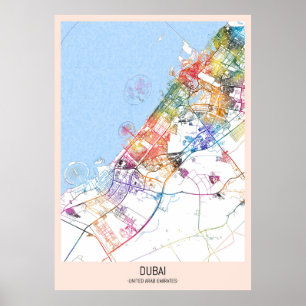 Póster Mapa de la ciudad de Emiratos Árabes Unidos de Dub