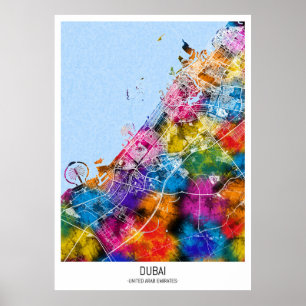 Póster Mapa de la ciudad de Emiratos Árabes Unidos de Dub