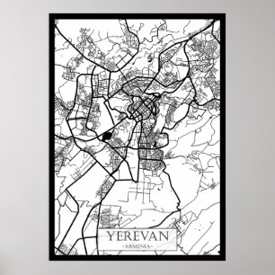 Póster Mapa de la ciudad de Ereván Armenia