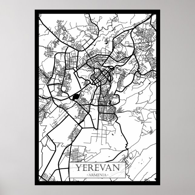 Póster Mapa de la ciudad de Ereván Armenia (Frente)