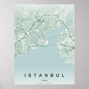 Póster Mapa de la ciudad de Estambul Turquía Diseño Mínim