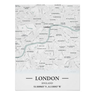 Póster Mapa de la ciudad de estilo clásico de Londres, In