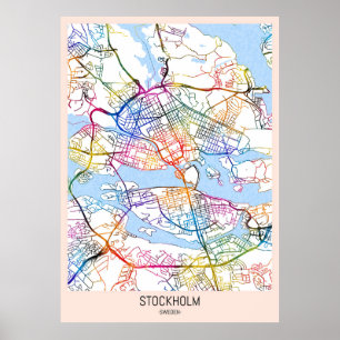 Póster Mapa de la ciudad de Estocolmo en Suecia