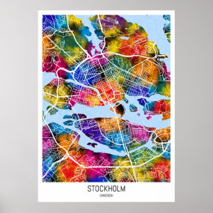 Póster Mapa de la ciudad de Estocolmo en Suecia