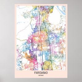 Póster Mapa de la ciudad de Faridabad Haryana