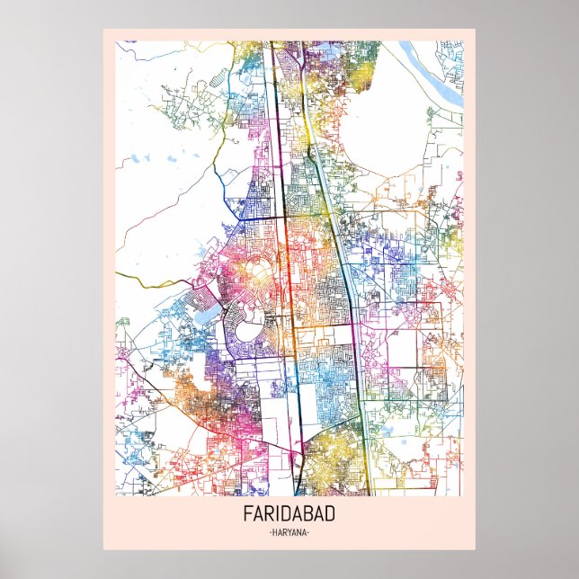 Póster Mapa de la ciudad de Faridabad Haryana (Frente)