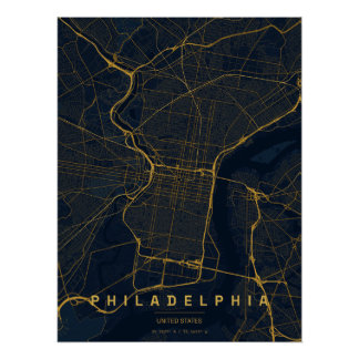 Póster Mapa de la ciudad de Filadelfia EE. UU. Diseño Mín