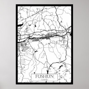 Póster Mapa de la ciudad de Fushun China