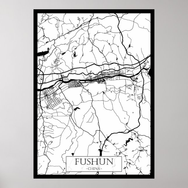 Póster Mapa de la ciudad de Fushun China (Frente)