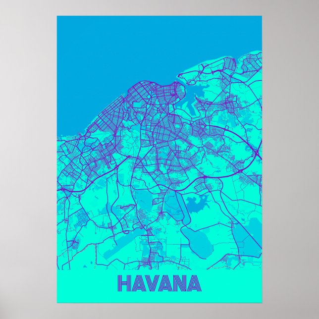 Póster Mapa de la ciudad de Galaxia de La Habana - Cuba (Frente)