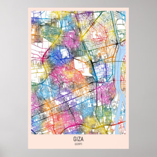 Póster Mapa de la ciudad de Giza en Egipto