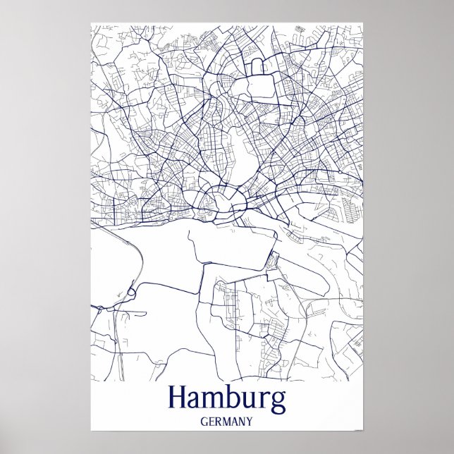 Póster Mapa de la ciudad de Hamburgo Alemania (Frente)
