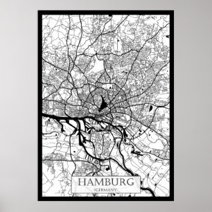 Póster Mapa de la ciudad de Hamburgo Alemania