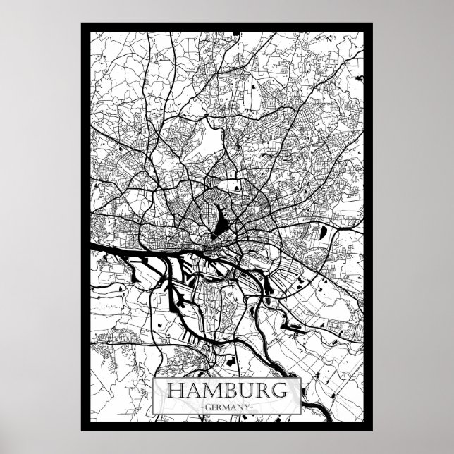 Póster Mapa de la ciudad de Hamburgo Alemania (Frente)