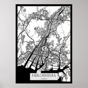 Póster Mapa de la ciudad de Hiroshima Japón