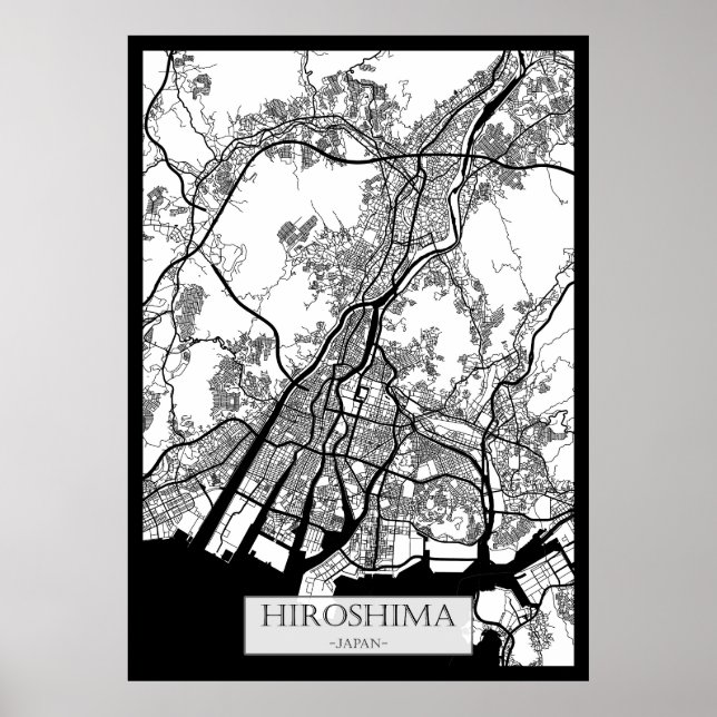 Póster Mapa de la ciudad de Hiroshima Japón (Frente)