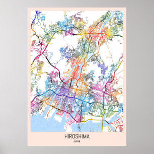Póster Mapa de la ciudad de Hiroshima Japón