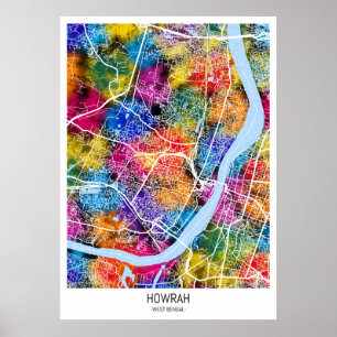 Póster Mapa de la ciudad de Howrah West Bengal