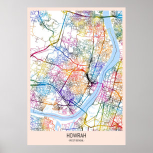 Póster Mapa de la ciudad de Howrah West Bengal