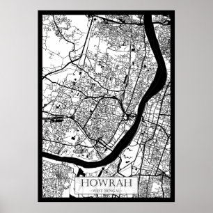 Póster Mapa de la ciudad de Howrah West Bengal