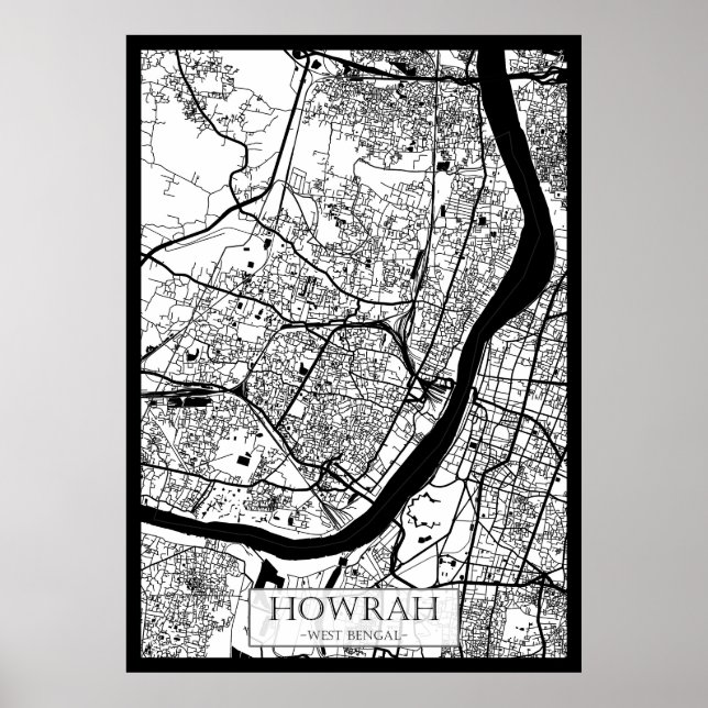 Póster Mapa de la ciudad de Howrah West Bengal (Frente)