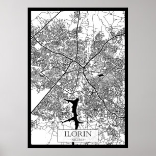 Póster Mapa de la ciudad de Ilorin Nigeria
