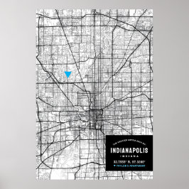 Póster Mapa de la ciudad de Indianapolis + Marcar su ubic