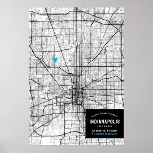 Póster Mapa de la ciudad de Indianapolis + Marcar su ubic