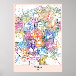 Póster Mapa de la ciudad de Irán en Teherán