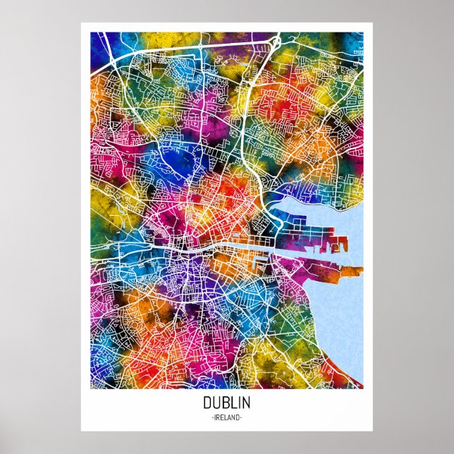 Póster Mapa de la ciudad de Irlanda en Dublín (Frente)