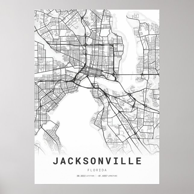 Póster Mapa de la ciudad de Jacksonville (Frente)