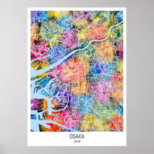 Póster Mapa de la ciudad de Japón de Osaka