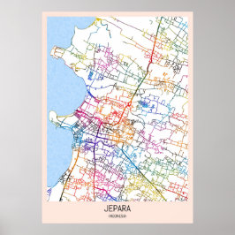 Póster Mapa de la ciudad de Jepara Indonesia