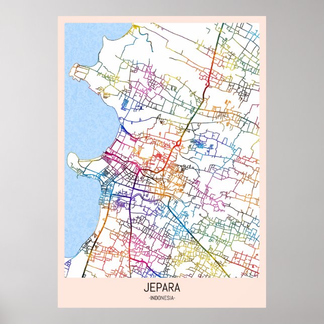 Póster Mapa de la ciudad de Jepara Indonesia (Frente)